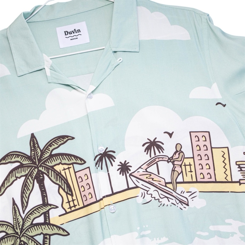 Duvin “HAVE A DAY!” Beach Print Camp Collar Hawaiian Shirt